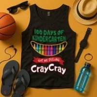 100 Days Of Kindergarten Got Me Feeling Cray Cray Tank Top thumb 4
