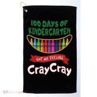 100 Days Of Kindergarten Got Me Feeling Cray Cray Golf Towel thumb 0