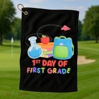 1st Day Of First Grade Cute Back To School Golf Towel thumb 1