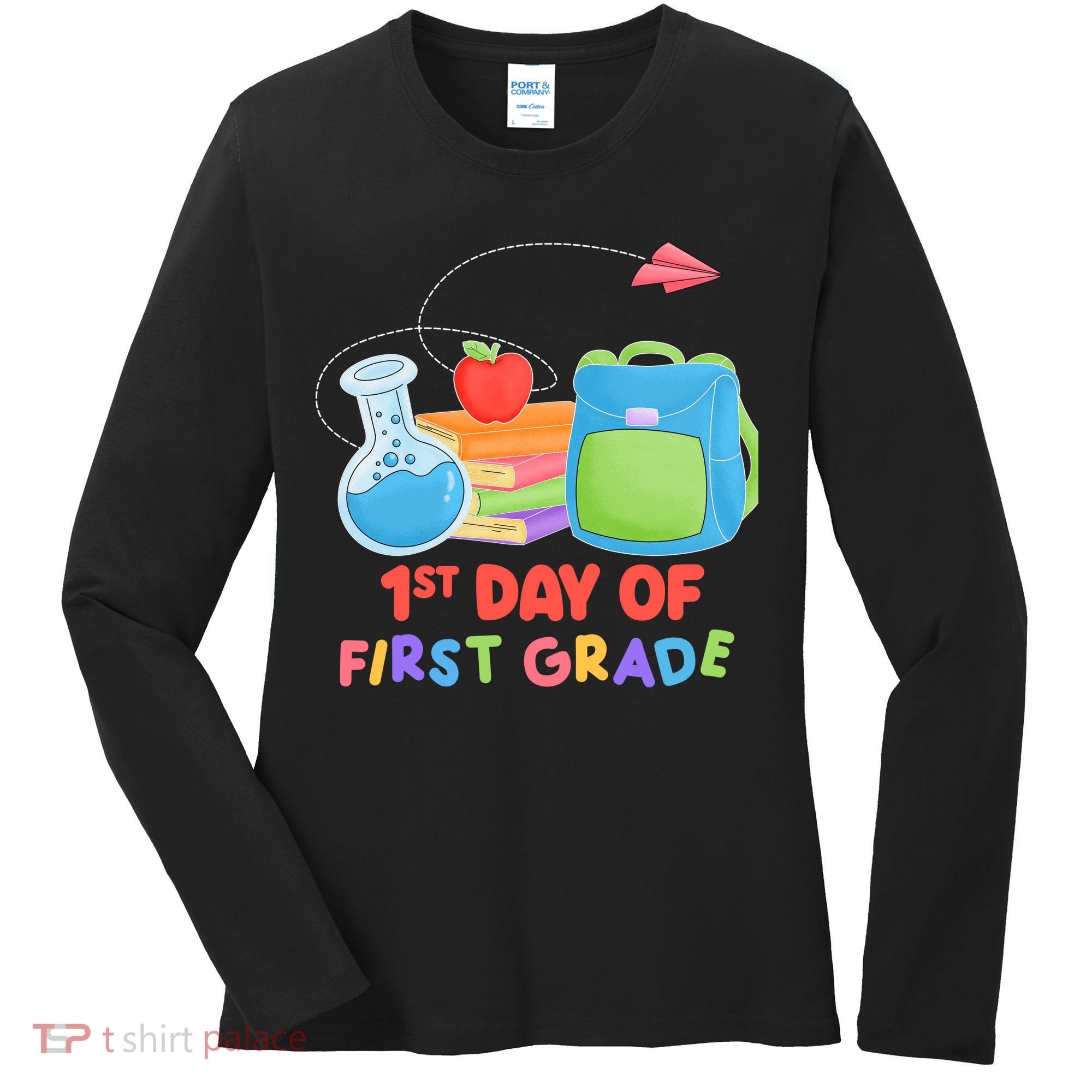 1st Day Of First Grade Cute Back To School Women's Long Sleeve Shirt