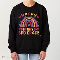 100 Day Of Third 3rd Grade Rainbow 100th Teacher Women's Sweatshirt thumb 0