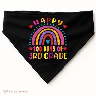 100 Day Of Third 3rd Grade Rainbow 100th Teacher USA-Made Doggie Bandana