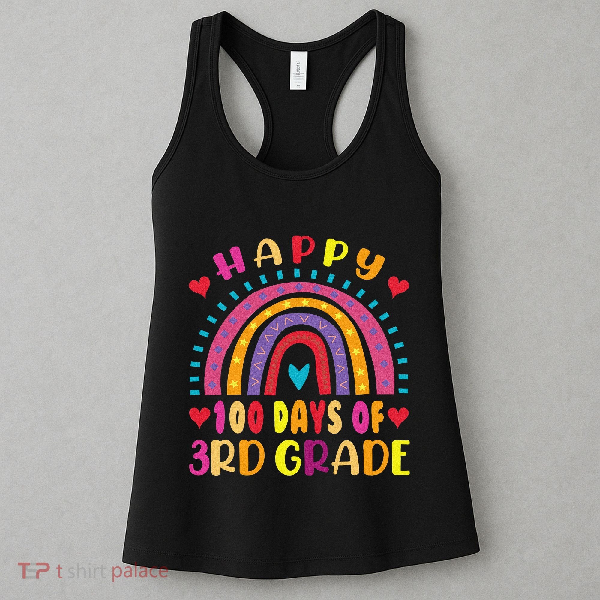 100 Day Of Third 3rd Grade Rainbow 100th Teacher Women's Tank Top