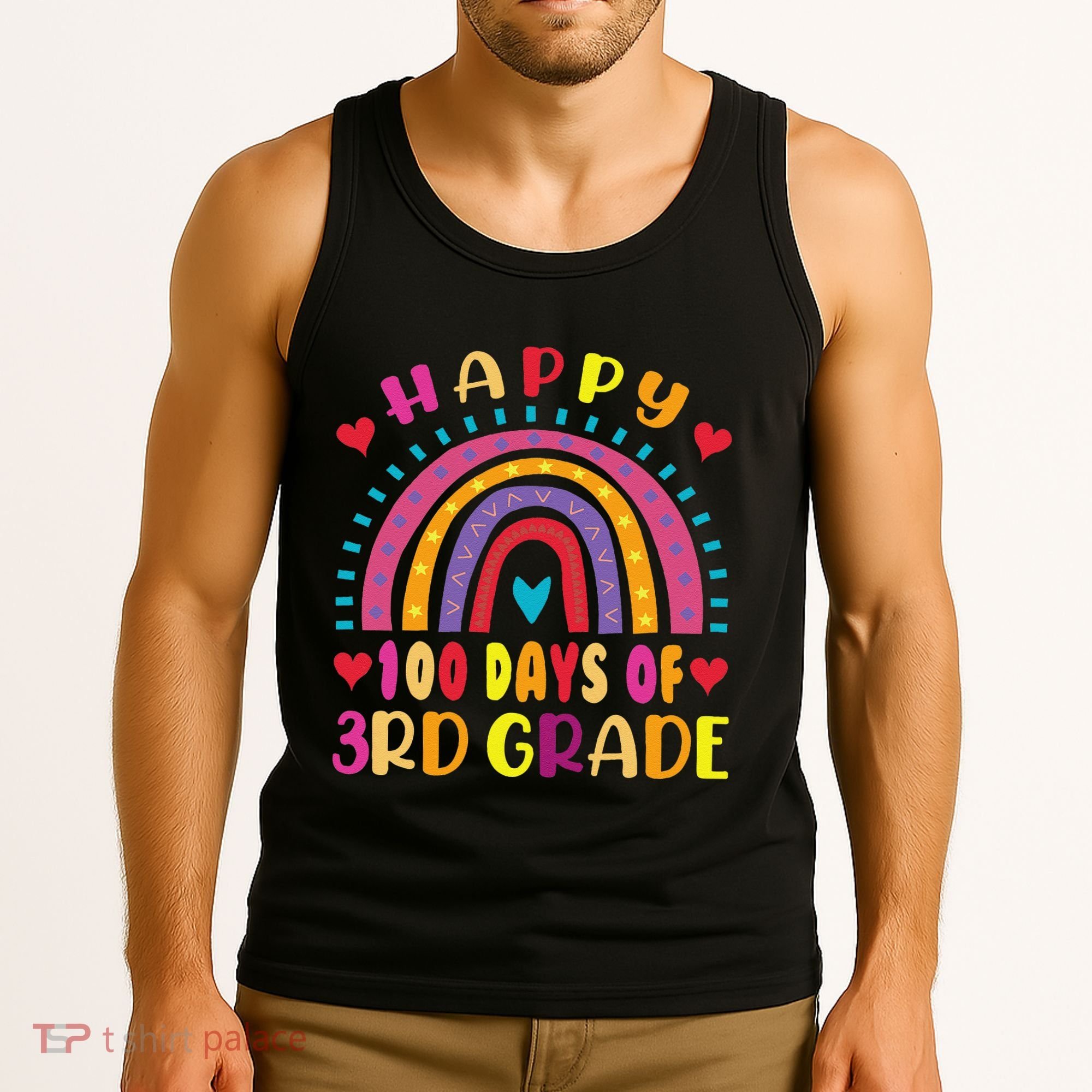 100 Day Of Third 3rd Grade Rainbow 100th Teacher Tank Top