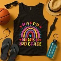 100 Day Of Third 3rd Grade Rainbow 100th Teacher Tank Top thumb 4