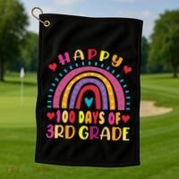 100 Day Of Third 3rd Grade Rainbow 100th Teacher Golf Towel thumb 1