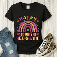 100 Day Of Third 3rd Grade Rainbow 100th Teacher Women's T-Shirt thumb 3