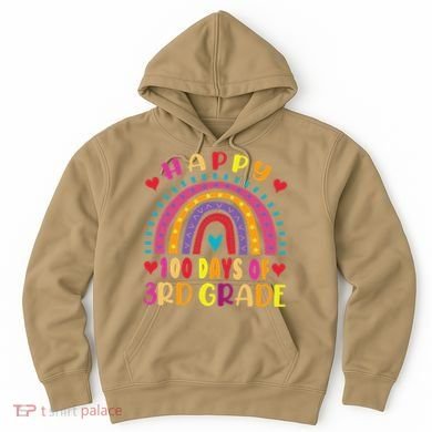 100 Day Of Third 3rd Grade Rainbow 100th Teacher Hoodie