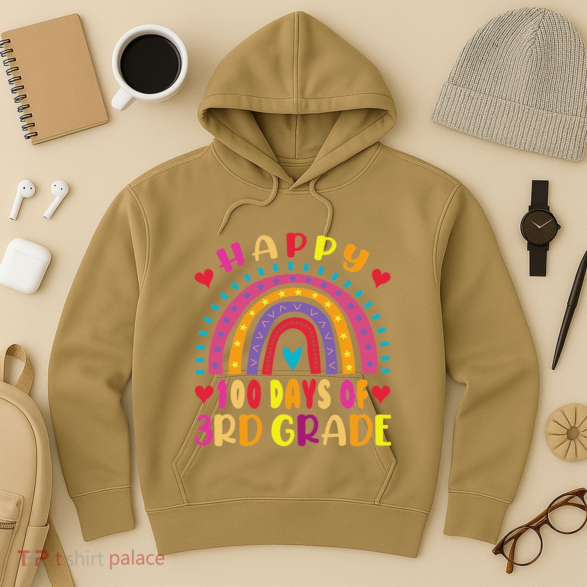 100 Day Of Third 3rd Grade Rainbow 100th Teacher Hoodie