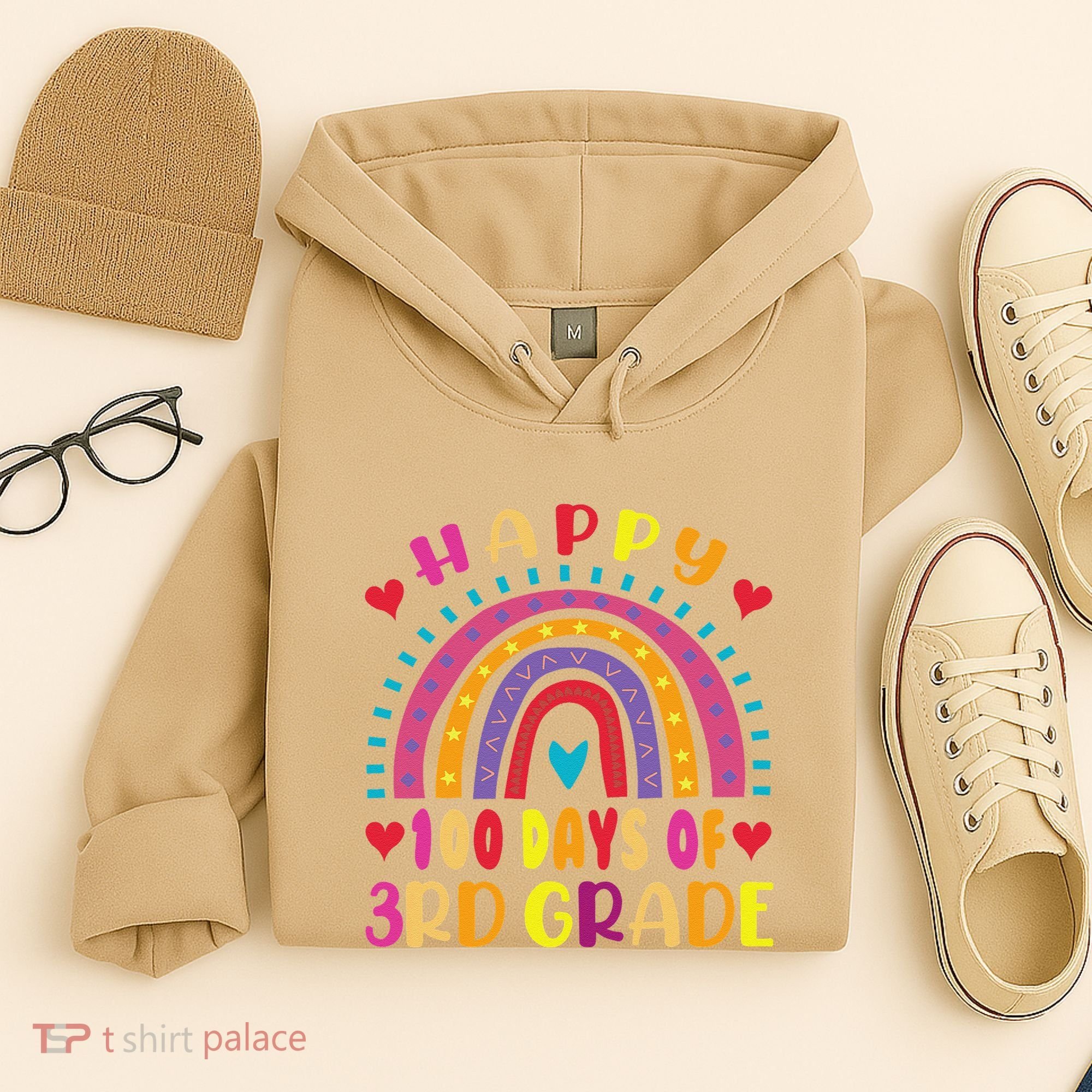 100 Day Of Third 3rd Grade Rainbow 100th Teacher Hoodie