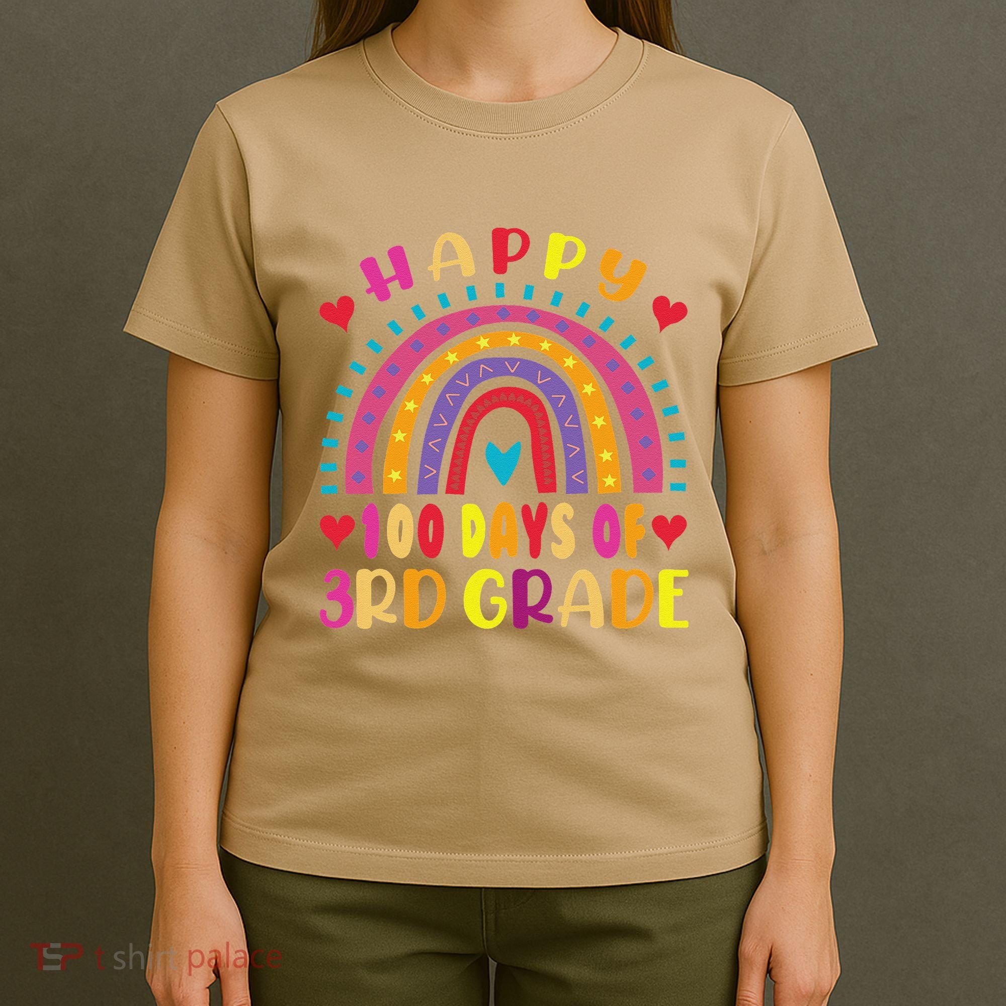 100 Day Of Third 3rd Grade Rainbow 100th Teacher T-Shirt