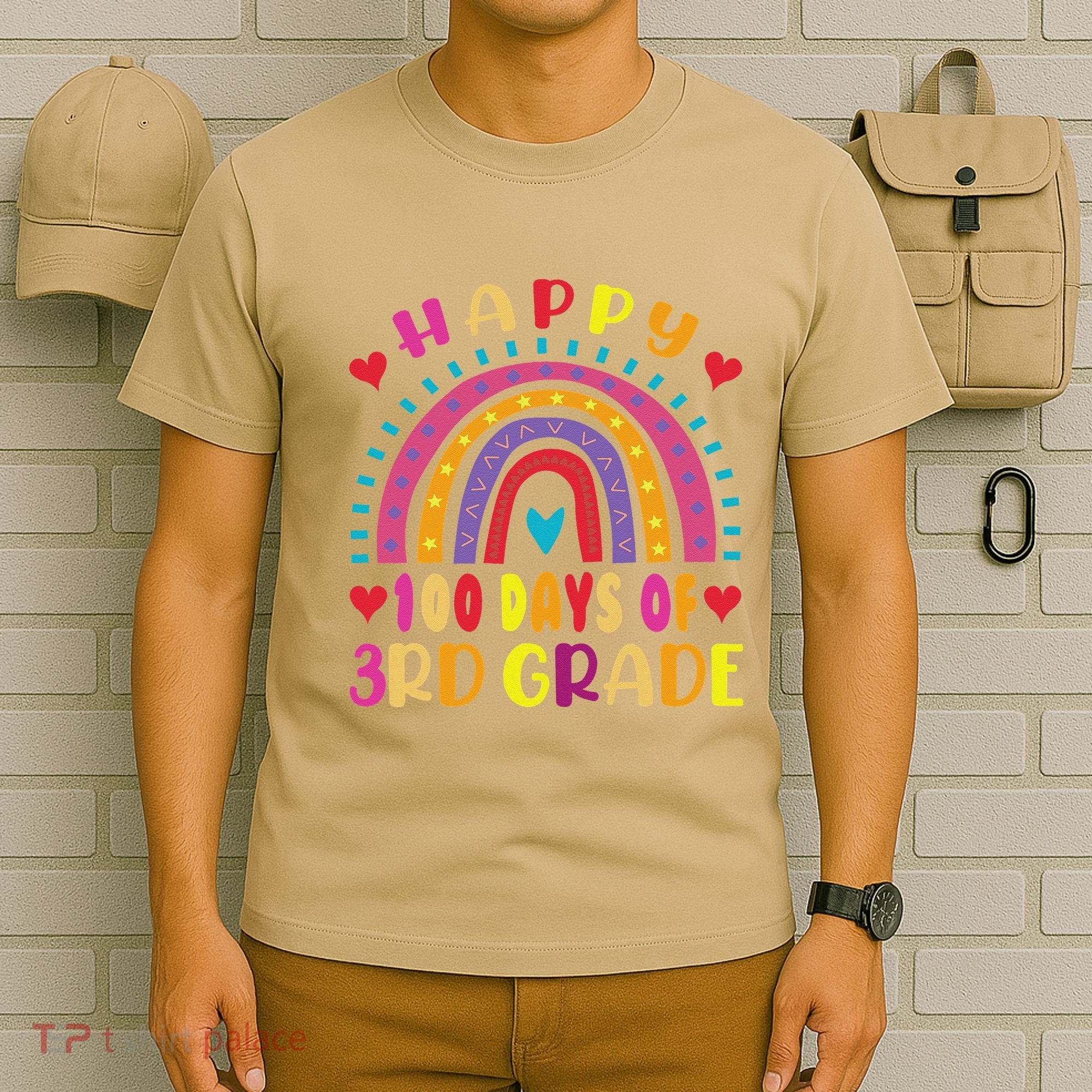 100 Day Of Third 3rd Grade Rainbow 100th Teacher T-Shirt