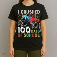 100 Days Of School Monster Truck 100th Day Of School Boy Gift T-Shirt thumb 4