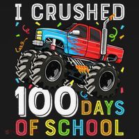 100 Days Of School Monster Truck 100th Day Of School Boy Gift T-Shirt thumb 7