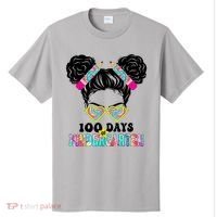 100 Days Of Kindergarten Girls Messy 100th Day Of School T-Shirt thumb 0