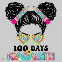 100 Days Of Kindergarten Girls Messy 100th Day Of School T-Shirt thumb 2
