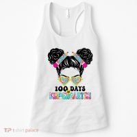 100 Days Of Kindergarten Girls Messy 100th Day Of School Women's Tank Top thumb 0