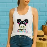100 Days Of Kindergarten Girls Messy 100th Day Of School Women's Tank Top thumb 2