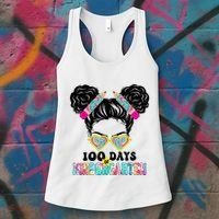 100 Days Of Kindergarten Girls Messy 100th Day Of School Women's Tank Top thumb 3