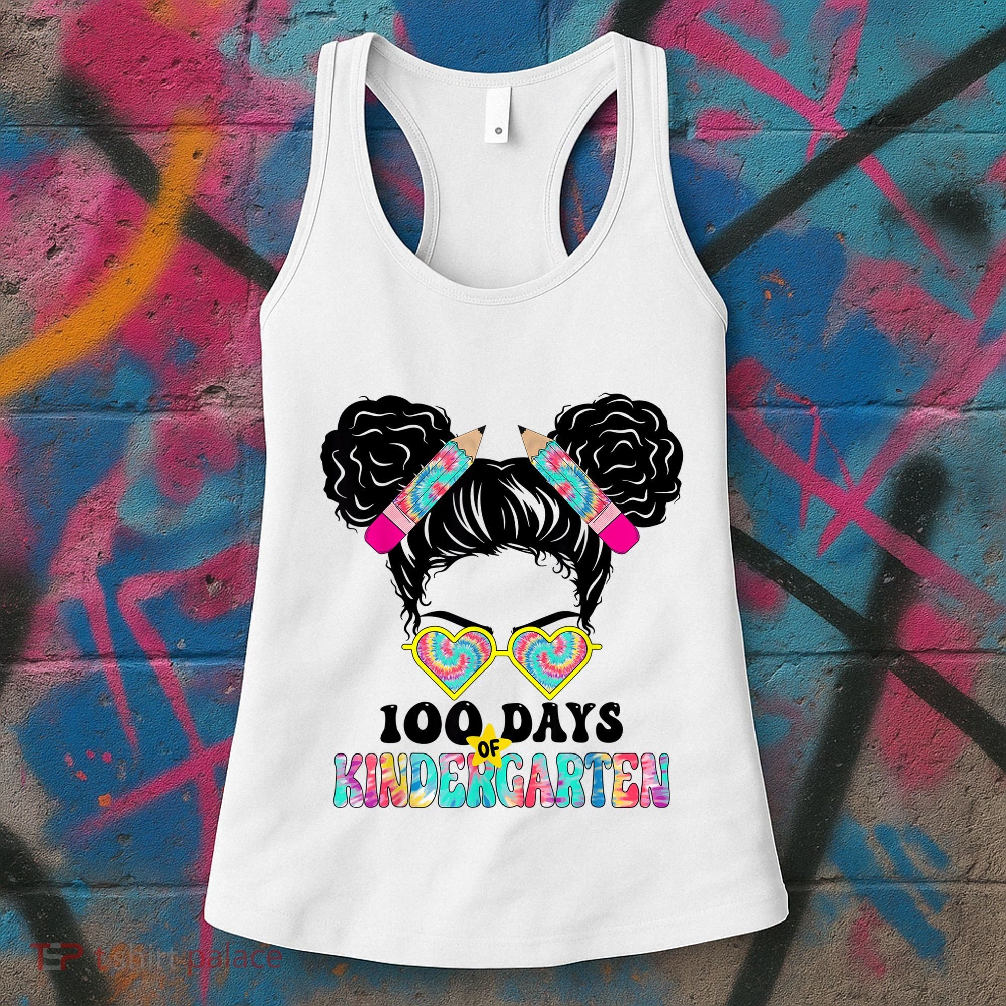 100 Days Of Kindergarten Girls Messy 100th Day Of School Women's Tank Top