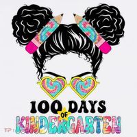 100 Days Of Kindergarten Girls Messy 100th Day Of School Women's Tank Top thumb 5