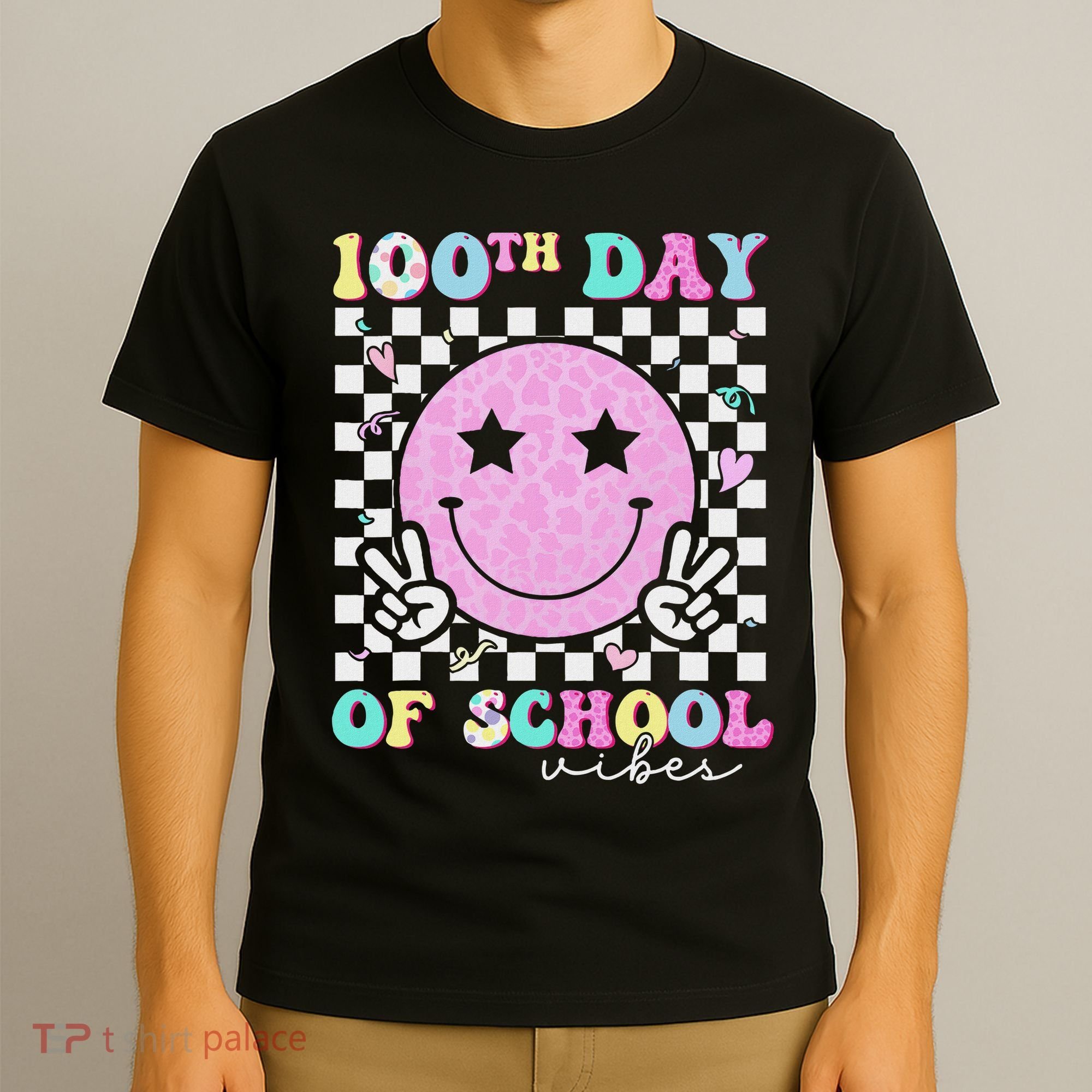 100th Day Of School Vibes Cute Groovy 100 Days Of School T-Shirt
