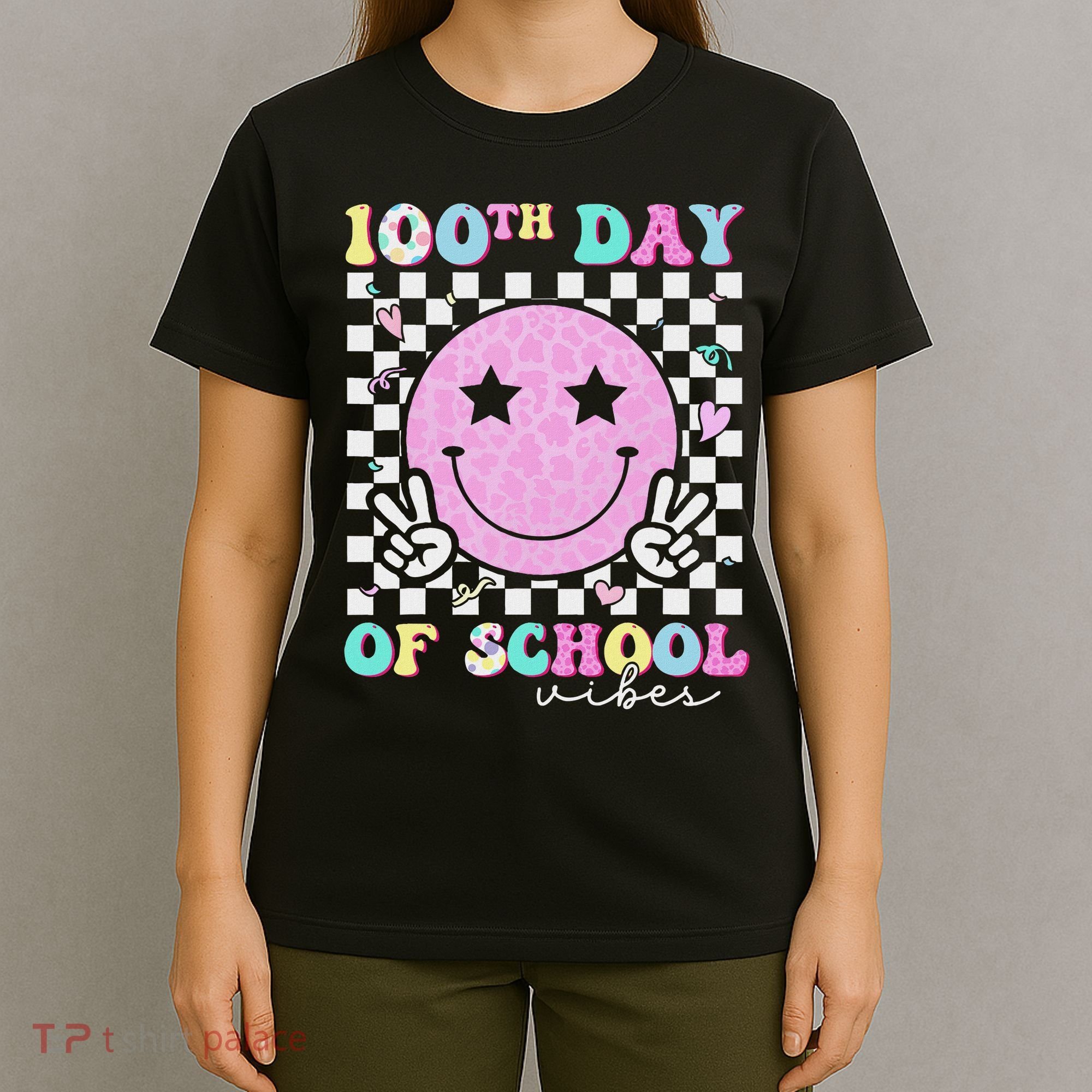 100th Day Of School Vibes Cute Groovy 100 Days Of School T-Shirt