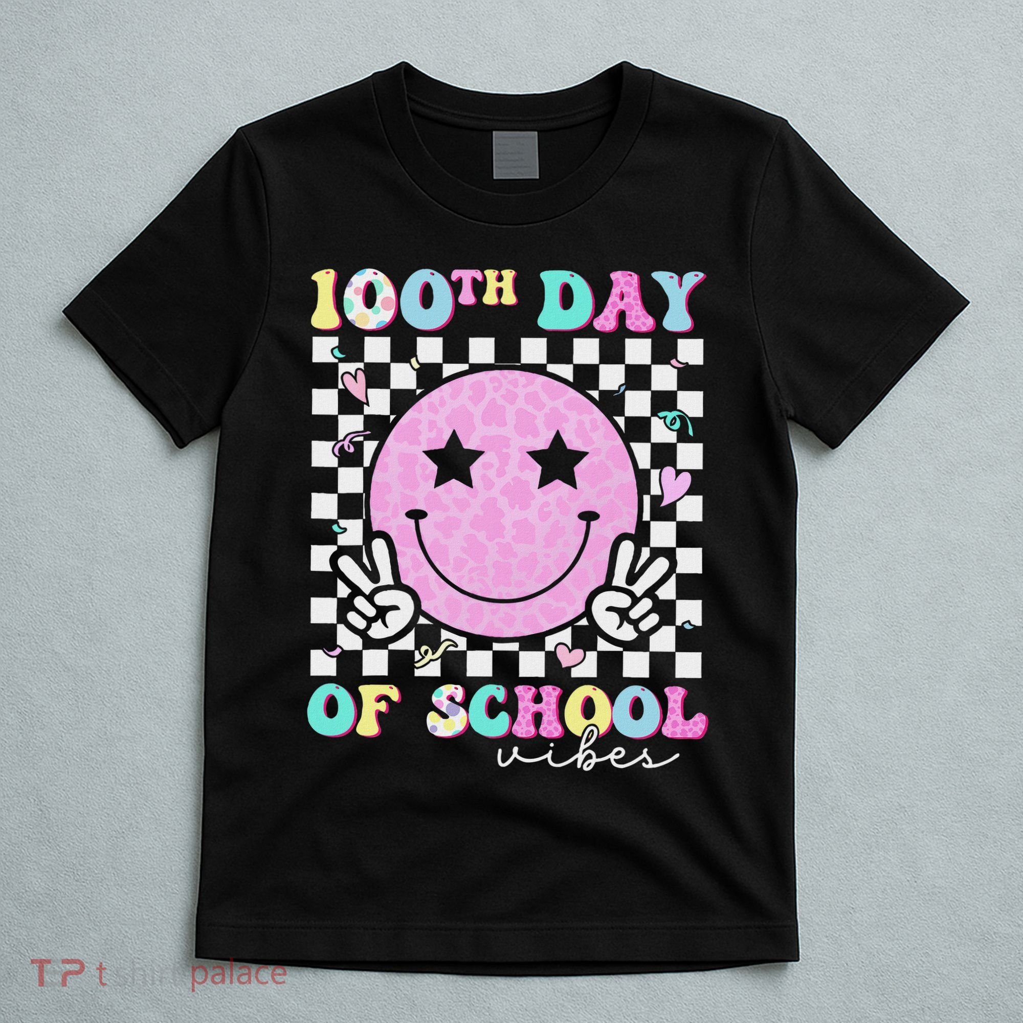 100th Day Of School Vibes Cute Groovy 100 Days Of School T-Shirt
