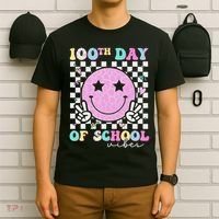 100th Day Of School Vibes Cute Groovy 100 Days Of School T-Shirt thumb 6