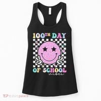 100th Day Of School Vibes Cute Groovy 100 Days Of School Women's Tank Top thumb 0