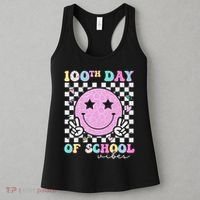 100th Day Of School Vibes Cute Groovy 100 Days Of School Women's Tank Top thumb 3