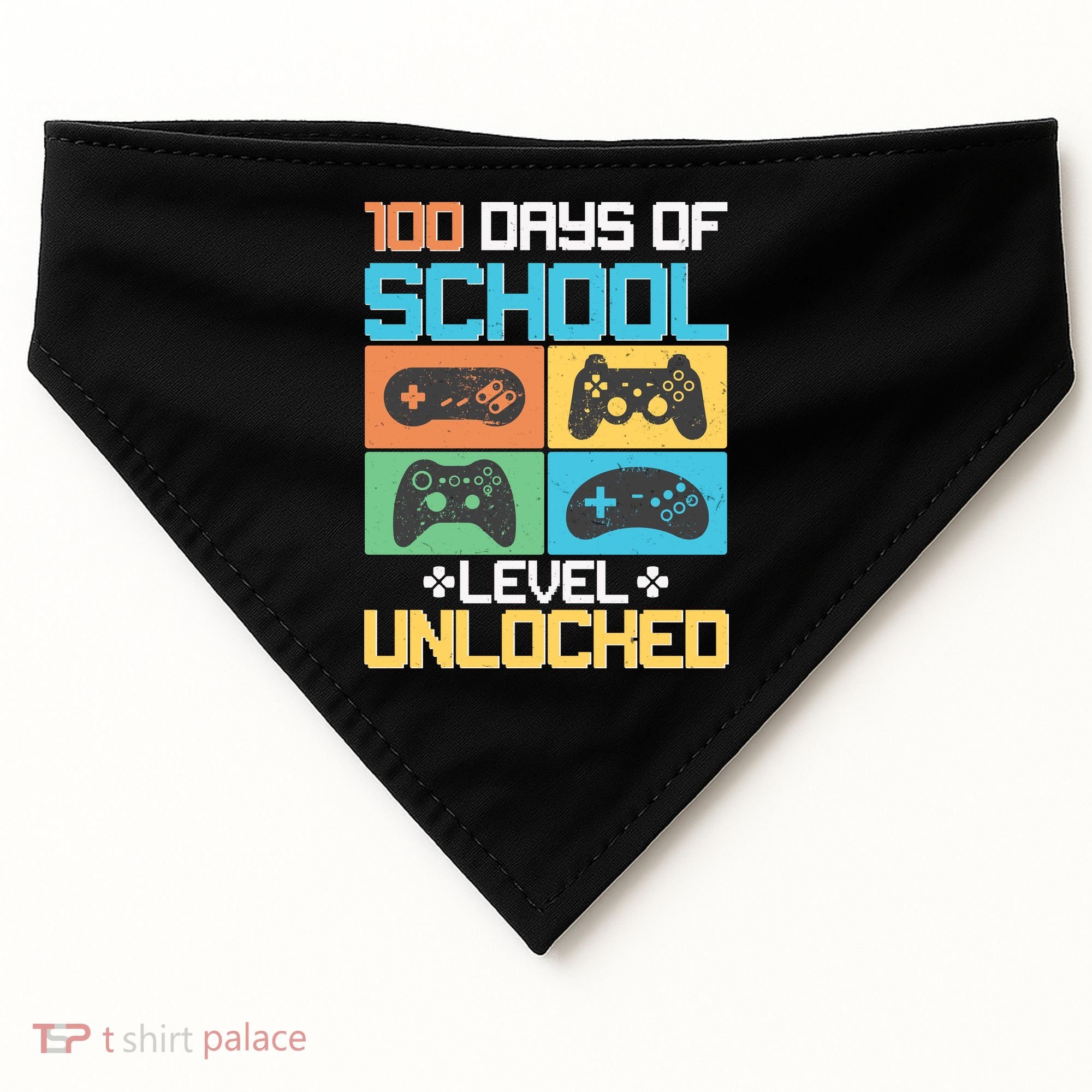 100 Days Of School Level Unlocked Video Game Fan USA-Made Doggie Bandana