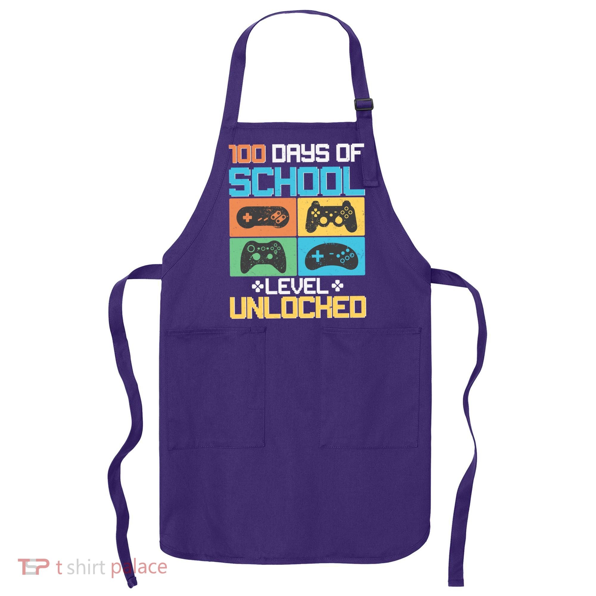100 Days Of School Level Unlocked Video Game Fan Apron