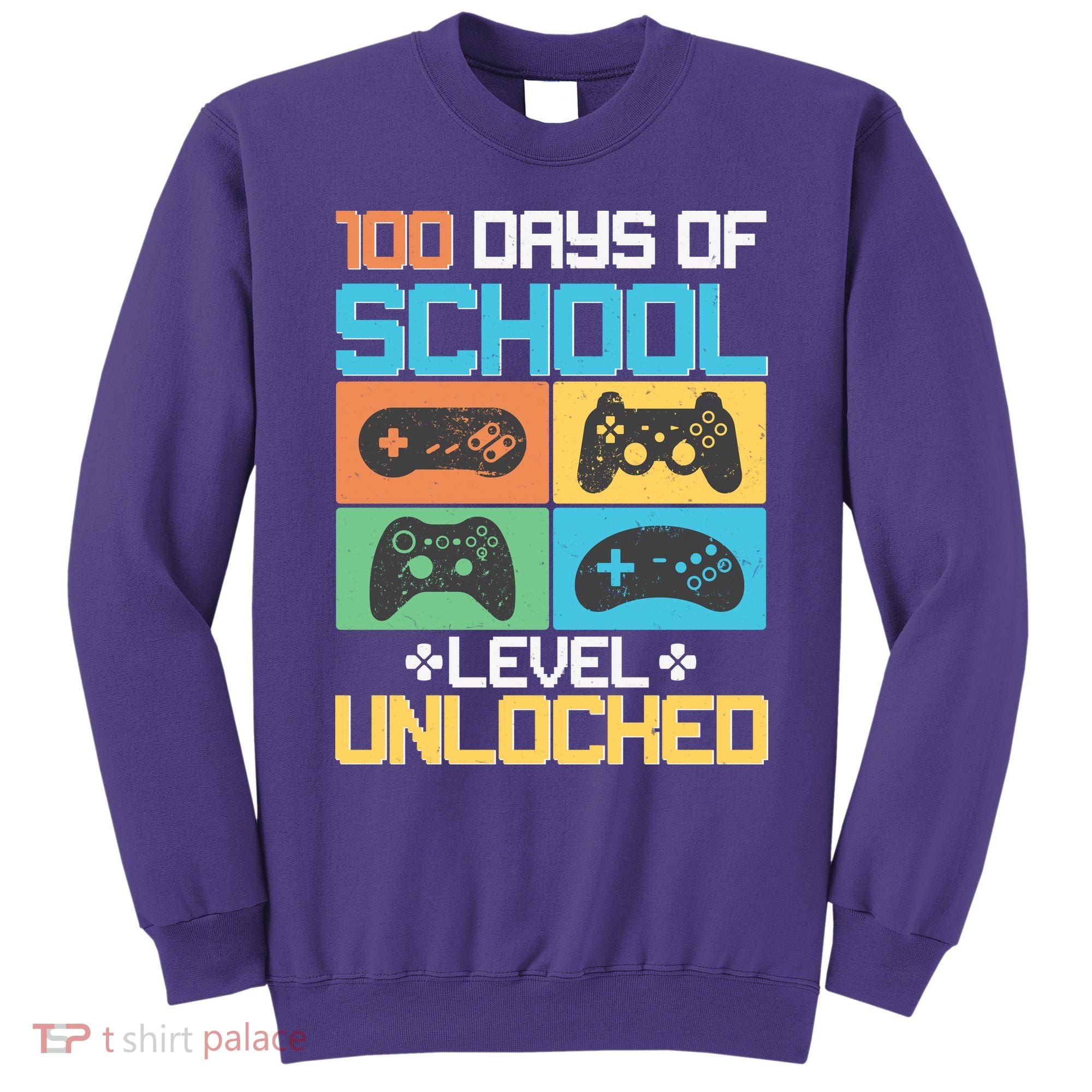 100 Days Of School Level Unlocked Video Game Fan Sweatshirt
