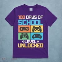 100 Days Of School Level Unlocked Video Game Fan T-Shirt thumb 5