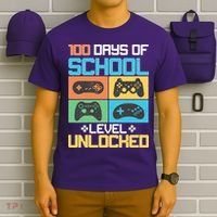 100 Days Of School Level Unlocked Video Game Fan T-Shirt thumb 6