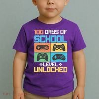 100 Days Of School Level Unlocked Video Game Fan Toddler T-Shirt thumb 2