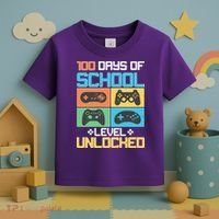 100 Days Of School Level Unlocked Video Game Fan Toddler T-Shirt thumb 3