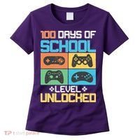 100 Days Of School Level Unlocked Video Game Fan Women's T-Shirt thumb 0