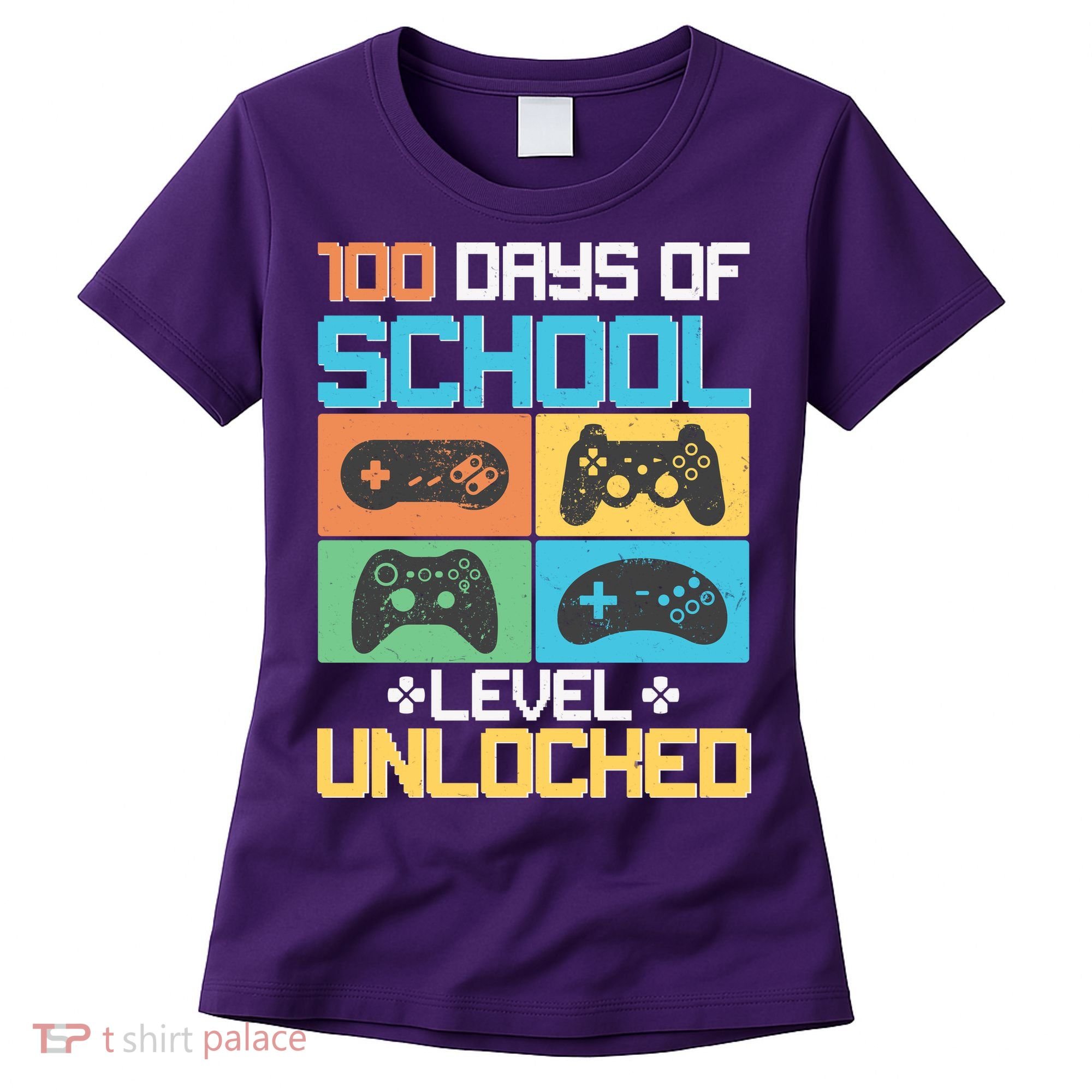 100 Days Of School Level Unlocked Video Game Fan Women's T-Shirt