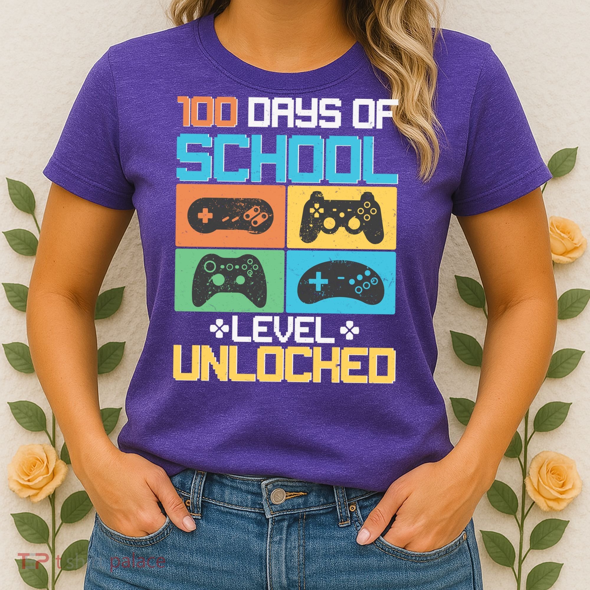 100 Days Of School Level Unlocked Video Game Fan Women's T-Shirt
