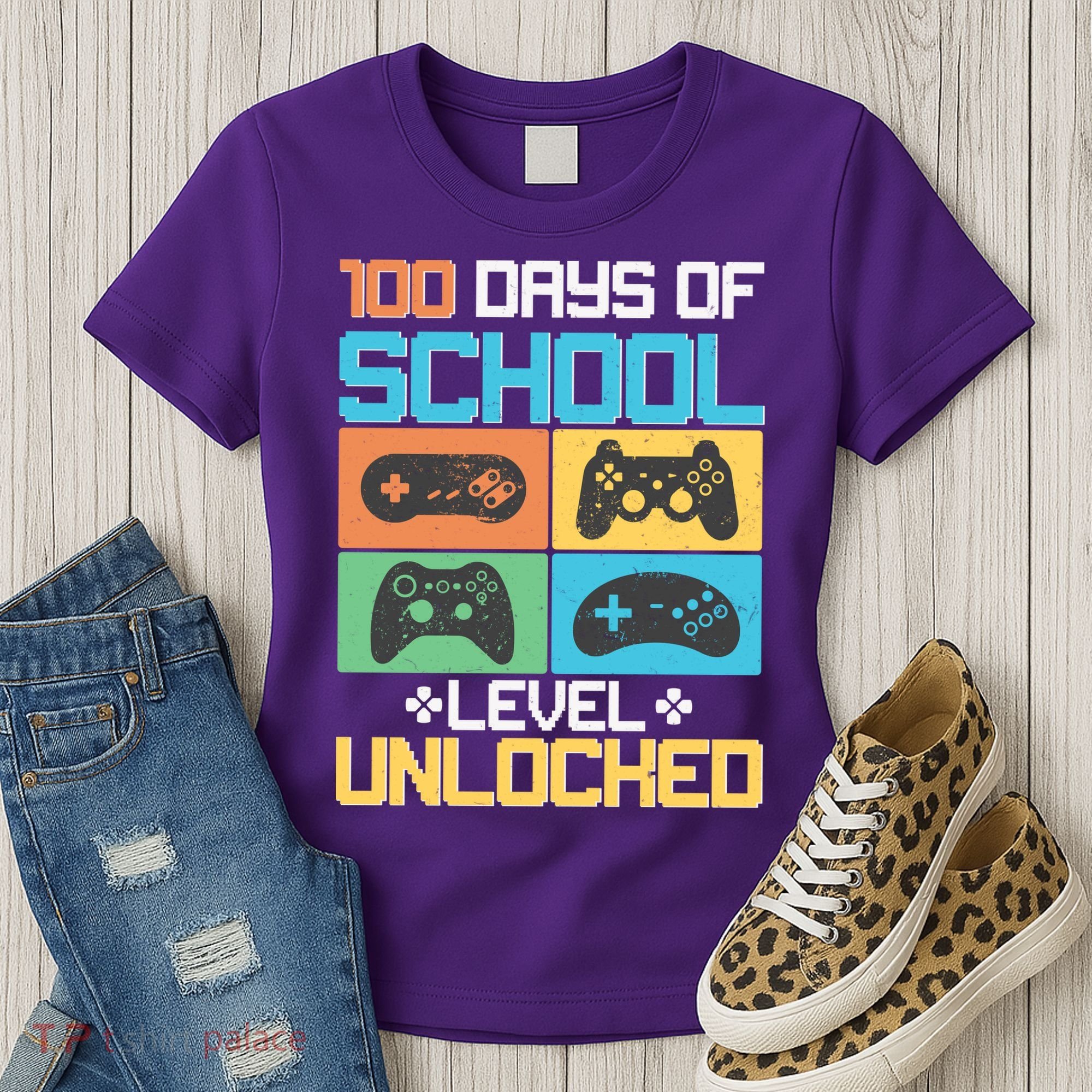 100 Days Of School Level Unlocked Video Game Fan Women's T-Shirt
