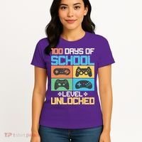 100 Days Of School Level Unlocked Video Game Fan Women's T-Shirt thumb 4