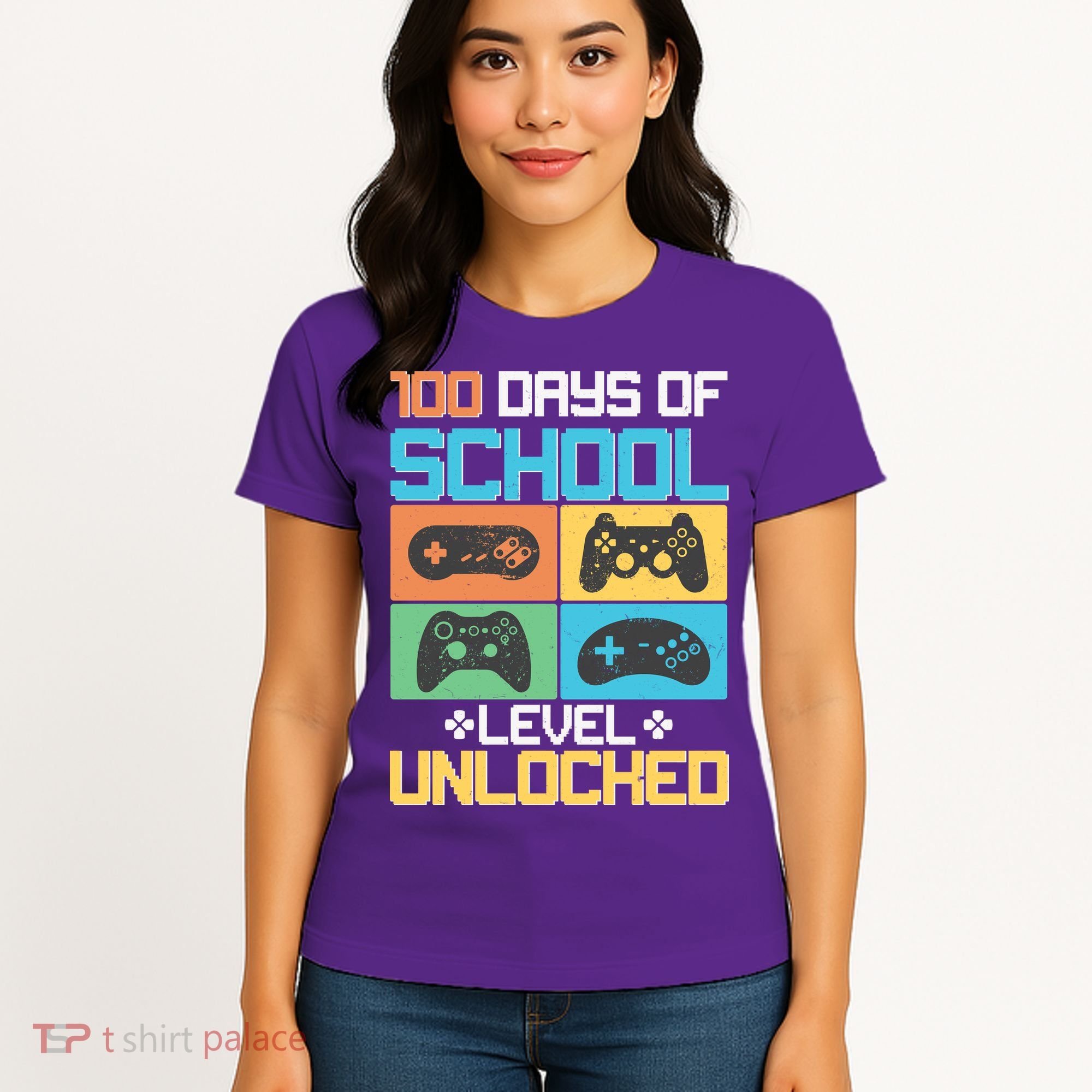 100 Days Of School Level Unlocked Video Game Fan Women's T-Shirt
