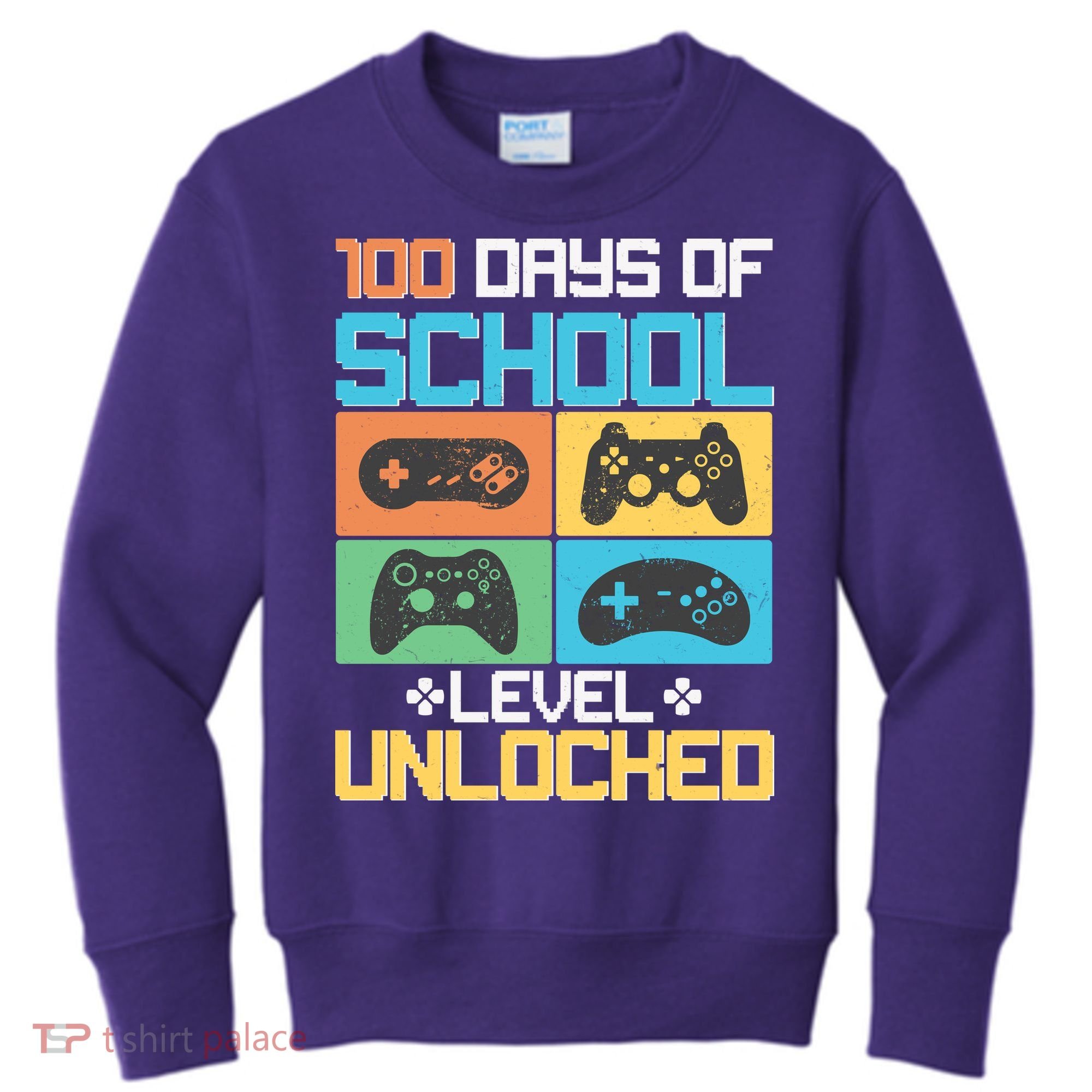 100 Days Of School Level Unlocked Video Game Fan Kids Sweatshirt