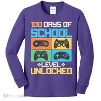 100 Days Of School Level Unlocked Video Game Fan Kids Long Sleeve Shirt thumb 0
