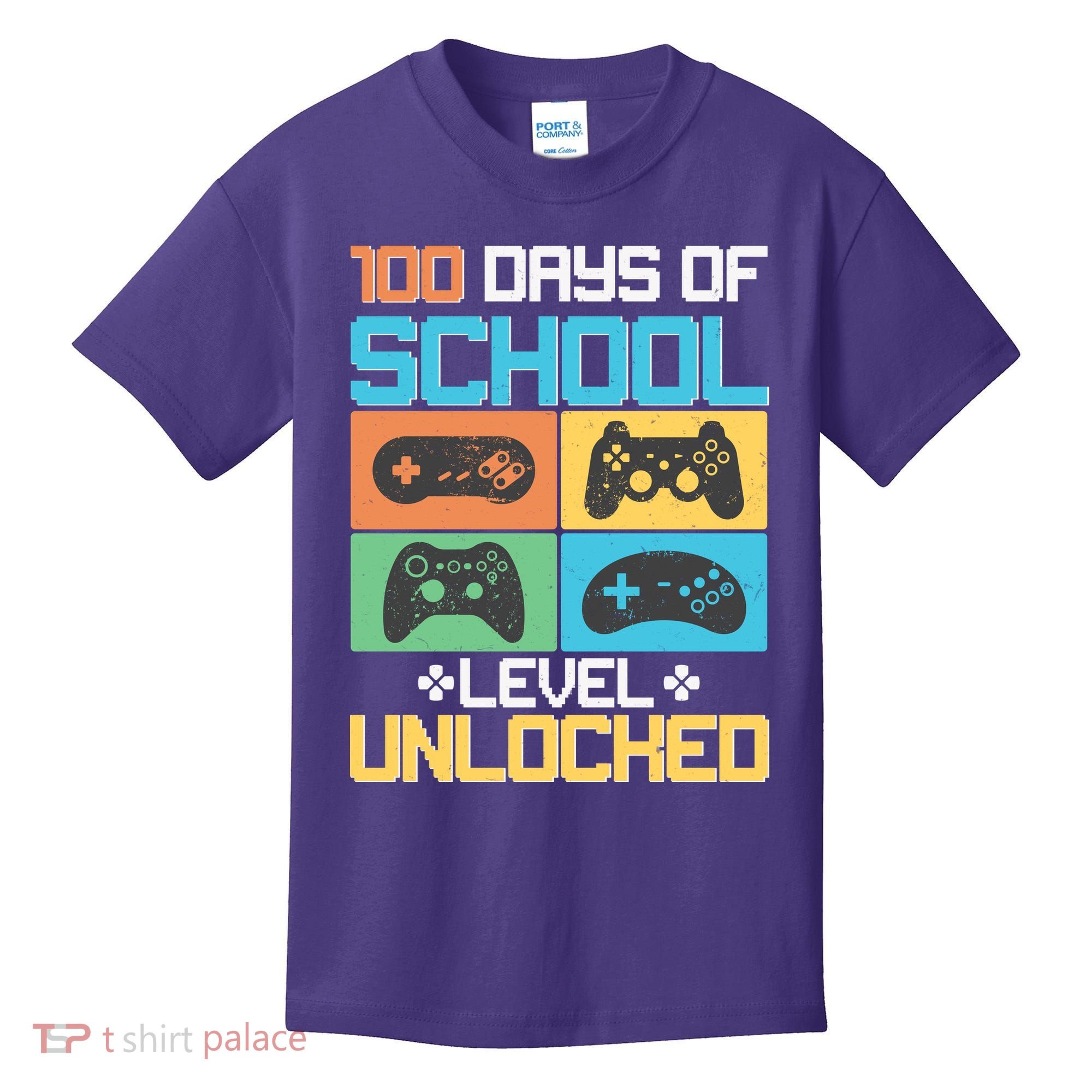 100 Days Of School Level Unlocked Video Game Fan Kids T-Shirt
