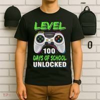 100th Day Of School Video Games Boy Gift Gamer T-Shirt thumb 6