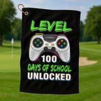 100th Day Of School Video Games Boy Gift Gamer Golf Towel thumb 1