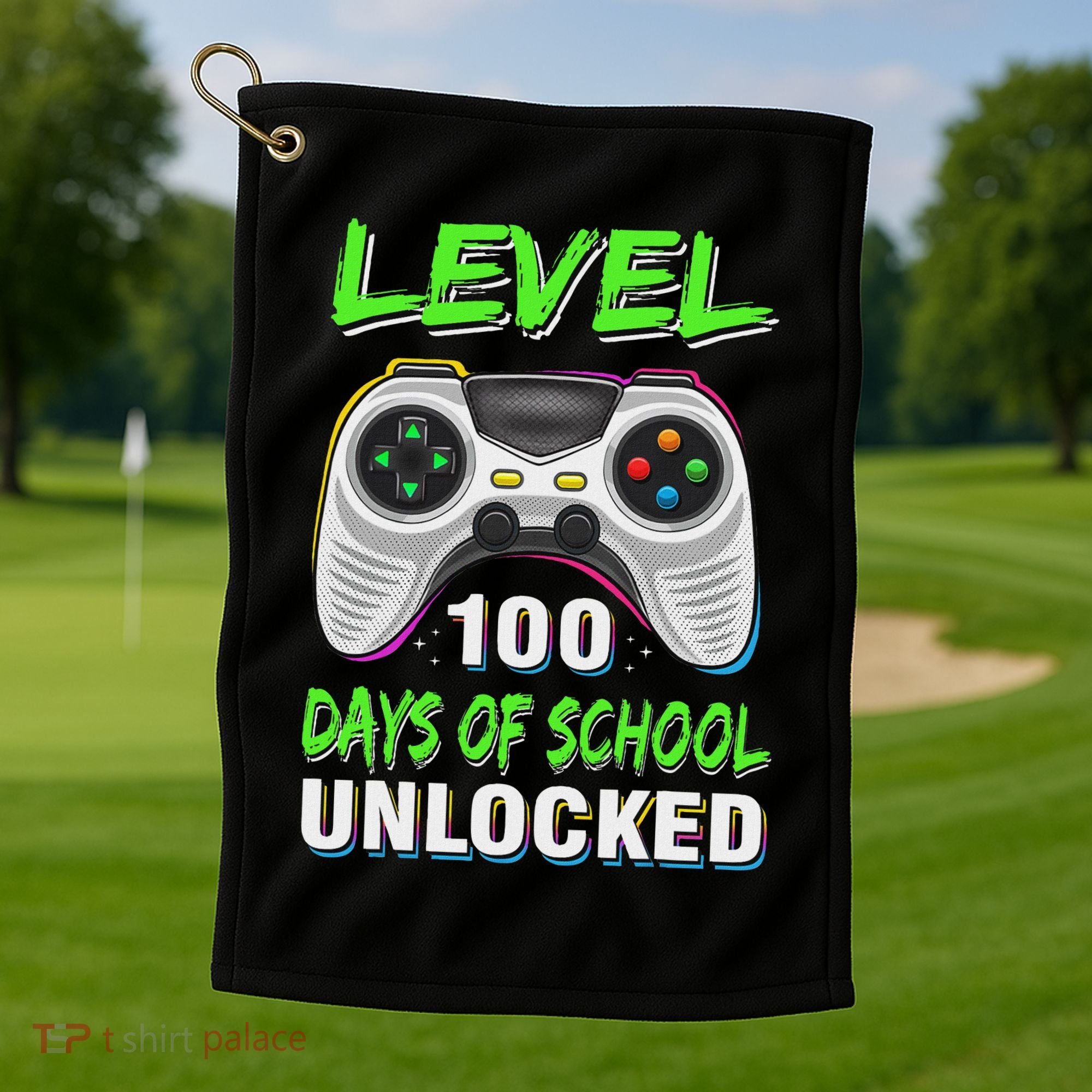 100th Day Of School Video Games Boy Gift Gamer Golf Towel